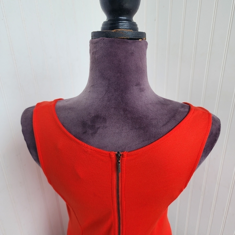 Kensie Womens Red Black Fit And Flare Dress Sleeveless Stretch Zip Back Sz M - Picture 3 of 15